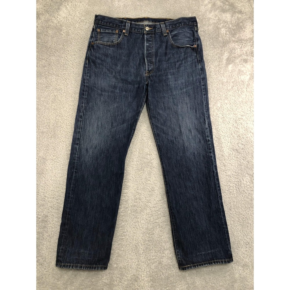 Levis 501 Jeans Mens Size 36x32 (Tag 38x32) Blue Straight Button Fly